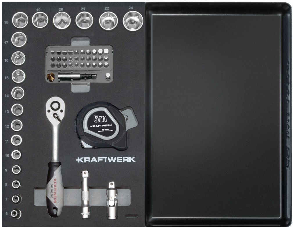 KRAFTWERK BASIC LINE Werkzeugkoffer B147 3/8“ mit Kunststoffschale, inkl. Werkzeug, 97-teilig