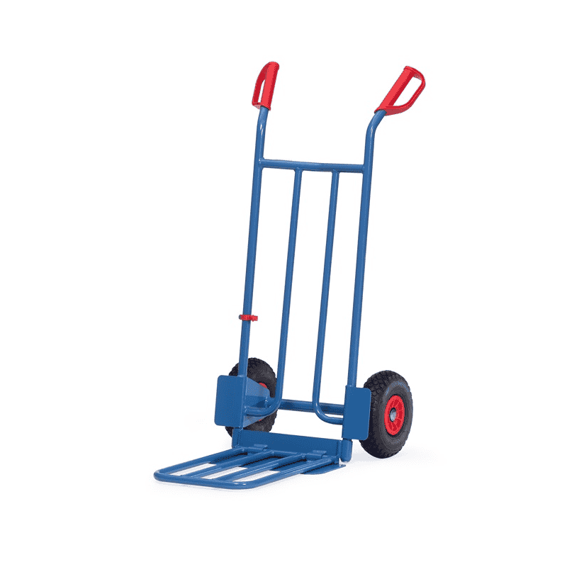 Fetra Paketkarre mit grosser Stahlrohr-Klappschaufel, Höhe 1150 mm, 250 kg Tragkraft