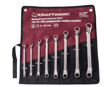 KRAFTWERK PRO LINE Doppel-Ringschlüsselsatz, 8-teilig, 6–22 mm, in Rolltasche