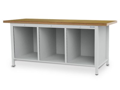 Bedrunka+Hirth Kastenwerkbank, 3 Leergehäusen, Nutzhöhe 600 mm, BxT 2000 x 750 mm