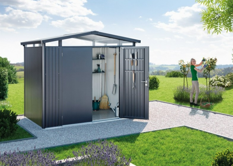 biohort Gerätehaus PANORAMA®, in 3 Farben, 5 Grössen, Standard-/Doppeltüre