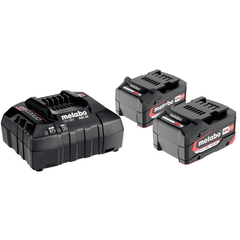 Metabo Basis-Set 18 V Li-Ion 4.0 Ah, 2 x Akkus und Ladegerät ASC 55