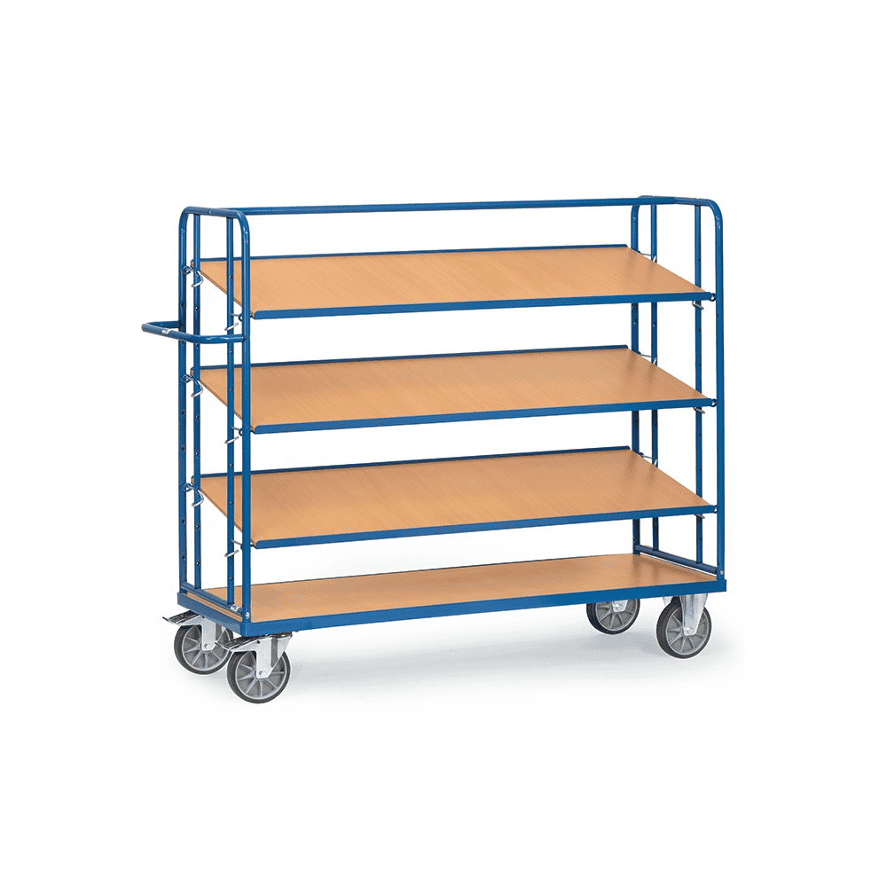 Fetra Etagenwagen mit verstellbaren Böden, 500 kg Tragkraft, 3 lose Etagen, 1560 mm hoch
