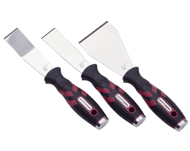 KRAFTWERK Schab- und Schlagspachtel-Satz, 3-teilig, rostfreie gehärtete INOX-Klingen