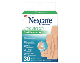 Pansements adhésifs Nexcare Comfort 360°, assortis, paquet de 30 pièces