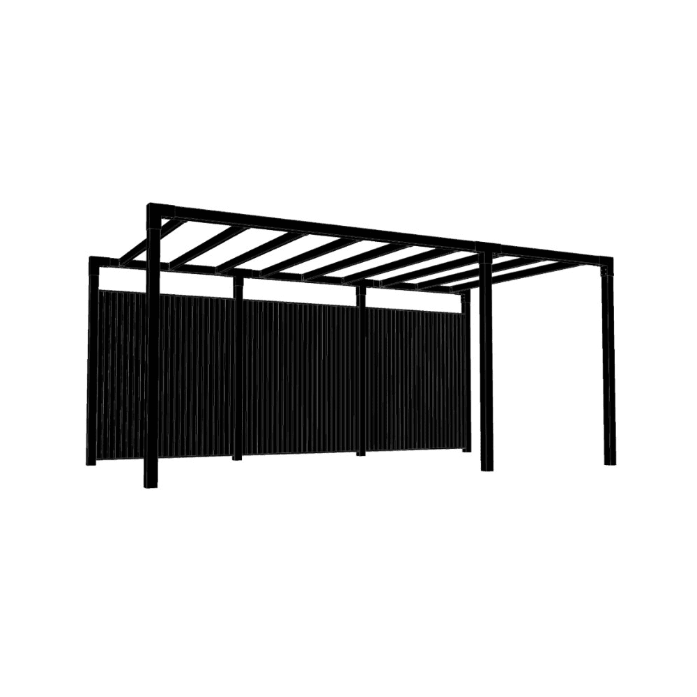 PLUS Pergola Arcade aus Holz, Schwarz RAL 9005, Modell 6, BxTxH 4860 x 2570 x 2170 mm