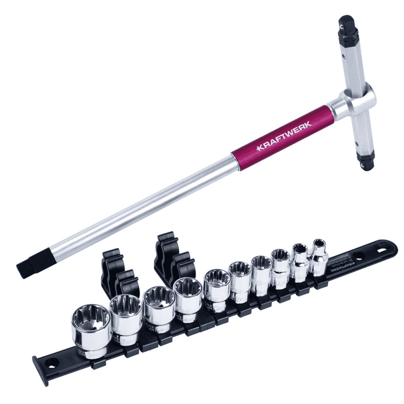 KRAFTWERK PRO LINE COMBI-Steckschlüsselsatz 3/8", 11-teilig, mit T-Schlüssel, Kunststoffschiene