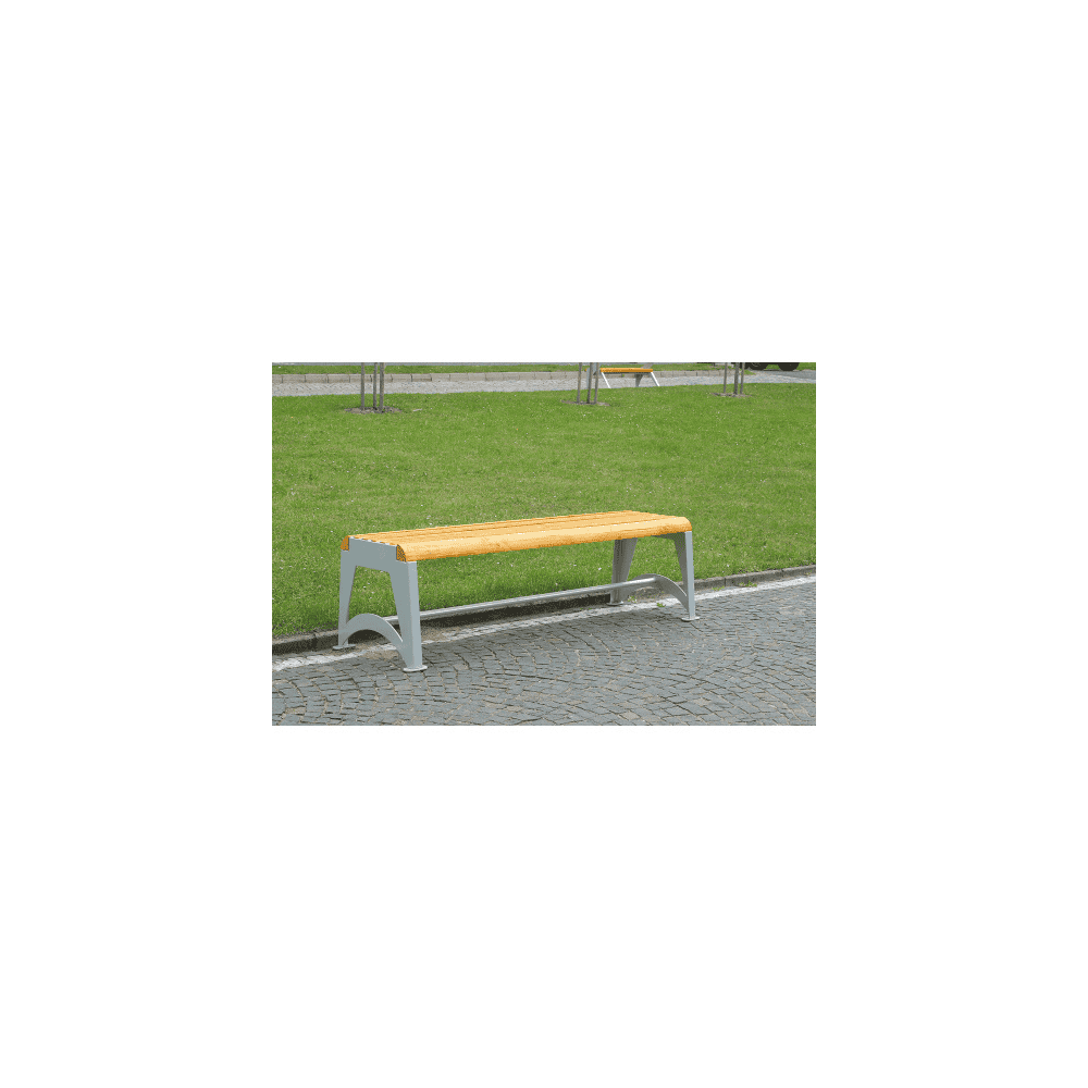 Banc de parc en bois et acier galvanisé à chaud sans dossier