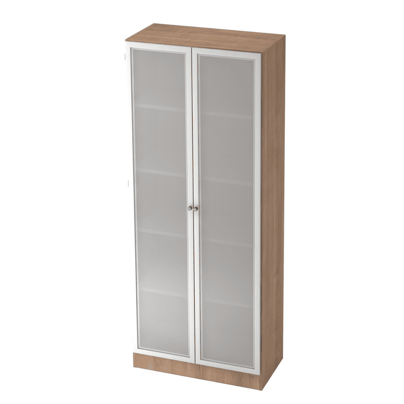 Aktenschrank Rhone mit Milchglastüren, 800 x 420 x 2004 mm, Rahmen silber, in diversen Farben