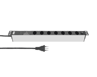 Steffen Steckdosenleiste ALU MODULAR SILVER, 7 x T13, 10 A, IP20, 3 m Kabel, mit Überspannungsschutz, silber/schwarz