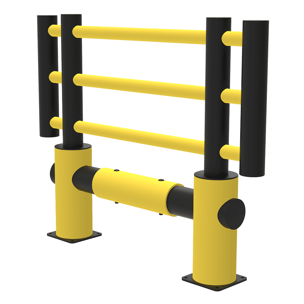 Grille de protection des machines "Kilo", hauteur 1200 mm, jaune-noir, en 3 largeurs