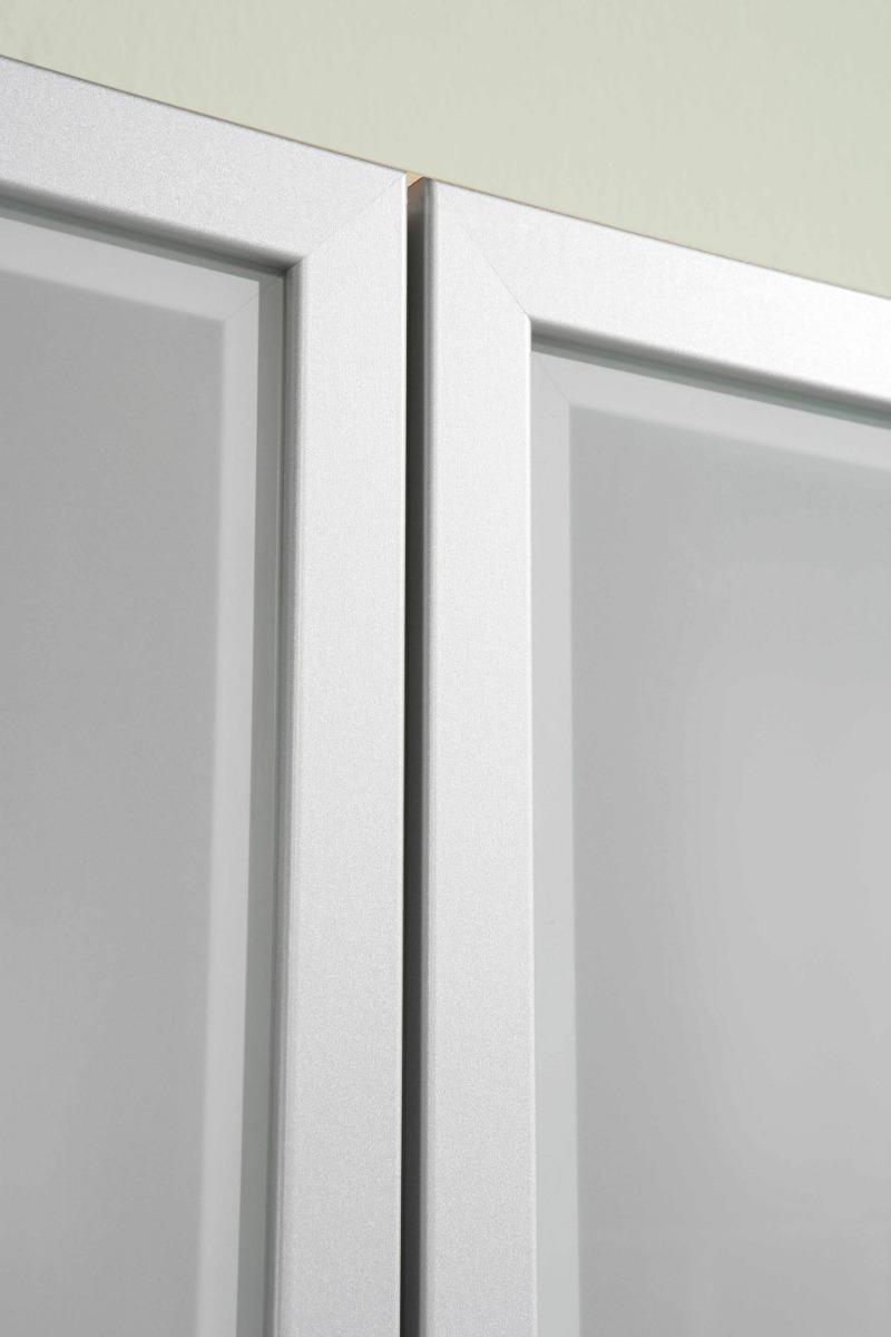 Aktenschrank Rhone mit Milchglastüren, 800 x 420 x 2004 mm, Rahmen silber, in diversen Farben