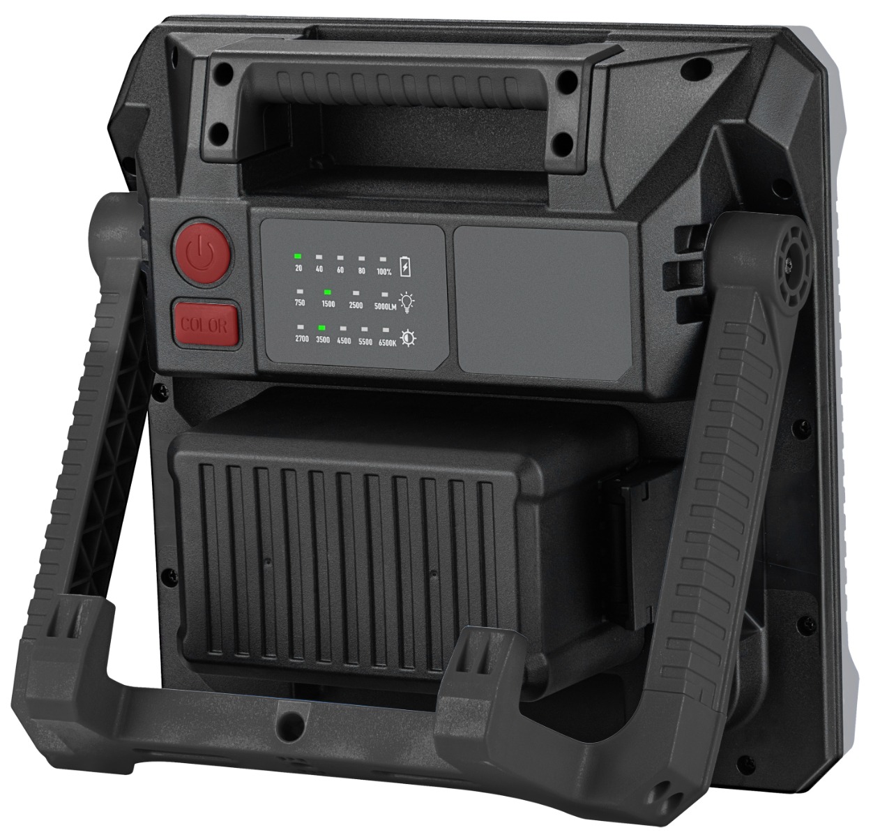 KRAFTWERK LED Arbeitslampe 5000 lm mit Akku, 5 Farbtemperaturen, IP65, kompatibel mit AMP-, Makita- und CAS-Akkus