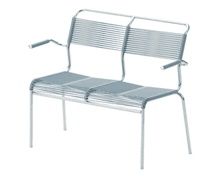Schaffner Banc double Spaghetti Säntis avec accoudoirs, L x P x H 1070 x 580 x 850 mm, disponible en plusieurs versions