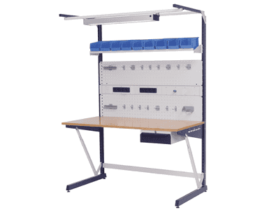 Bedrunka+Hirth Arbeitsplatzsystem workraster mit Multi-Wand-Aufbau und Unterhängeblock, BxTxH 1500 x 800 x 2070 mm