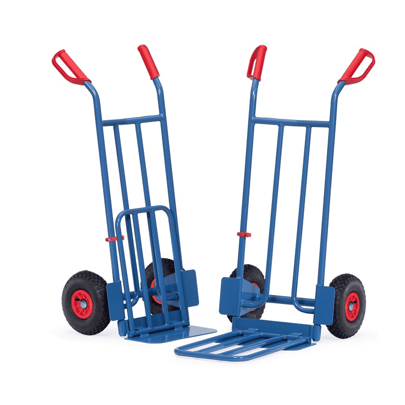 Fetra Paketkarre mit grosser Stahlrohr-Klappschaufel, Höhe 1150 mm, 250 kg Tragkraft