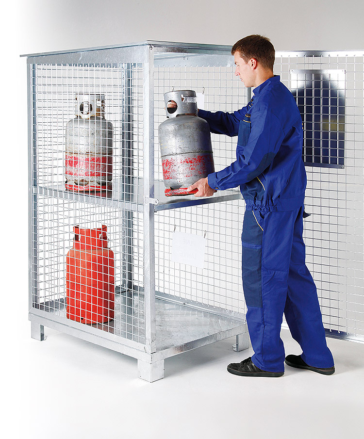 Bereitschaftslager für 6 - 12 Gasflaschen technischer Gase