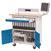 Bedrunka+Hirth Mobiler Computerschrank mit Arbeitsplatte, Energie-Kanal und Monitorhalterung, 1200 x 600 x 1196 mm