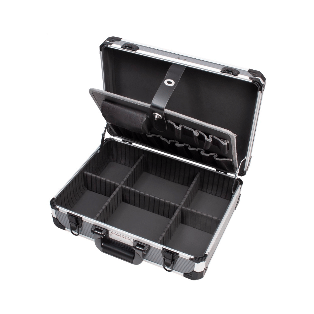 KRAFTWERK BASIC LINE Alu-Werkzeugkoffer mit Metalleckenschutz, leer, BxTxH 430 x 331 x 150 mm