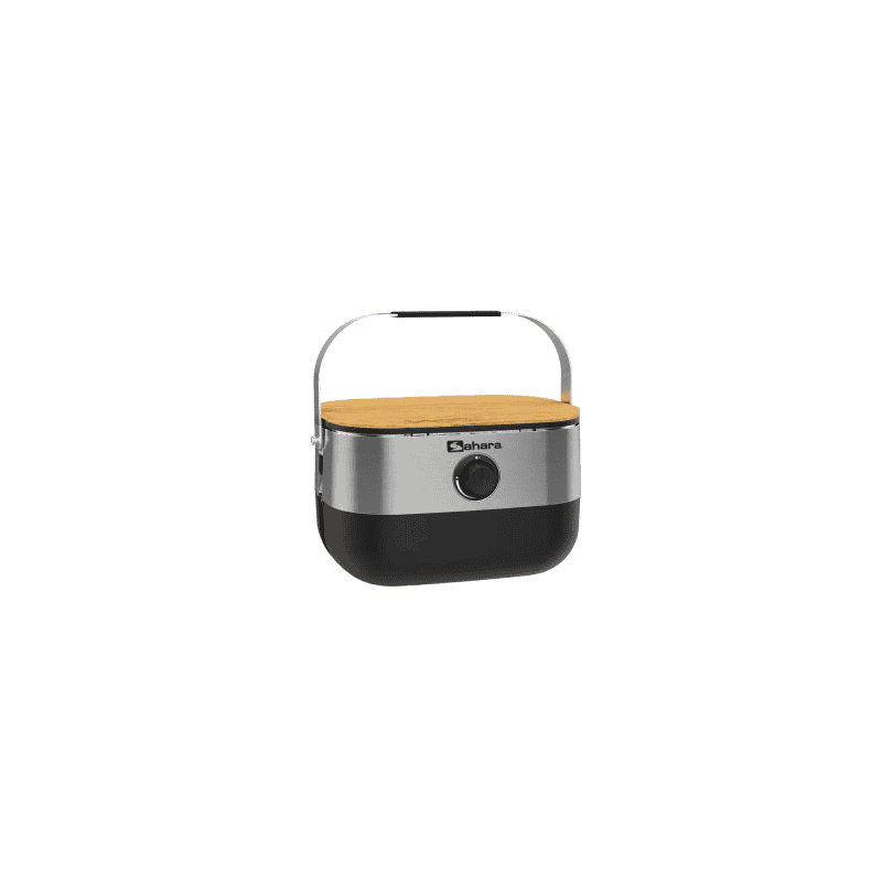 Tragbarer Picknick-Partygrill mit Holzbrett & Gusseisenrost, 2,5 kW Leistung