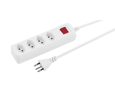 Steffen Steckdosenleiste POWER EASY, 4 x T13 Steckdosen, IP20, 1.5 m Kabel, mit Schalter, weiss