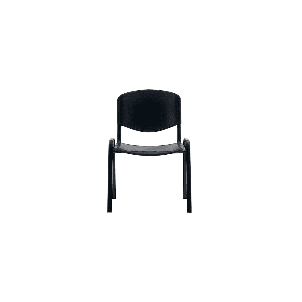 Chaise visiteur ARWS C10 en plastique, empilable, structure en acier thermolaqué, noir