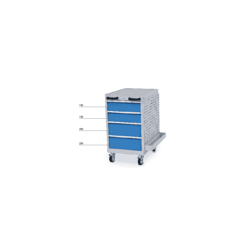 Bedrunka+Hirth Mobiler Schubladenschrank, R 18-24, 4 Schubladen, 555 x 736 x 990 mm