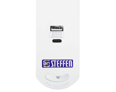 Steffen Steckdosenleiste VARIABL, 6 x T13 Steckdosen, 1 x USB-A, 1 x USB-C PD (18W), mit Schalter, 3 m Kabel, in 2 Farben