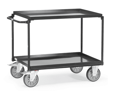 Chariot à table "GREY EDITION", avec 2 plateaux étanches en tôle d'acier