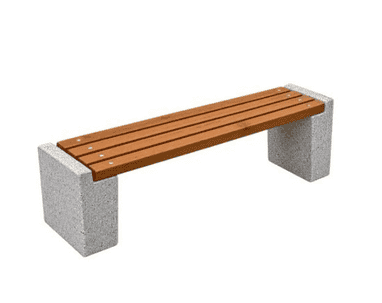 BETY Sitzbank ohne Rückenlehne aus Beton und Holz, LxBxH 1710 × 380 × 450 mm