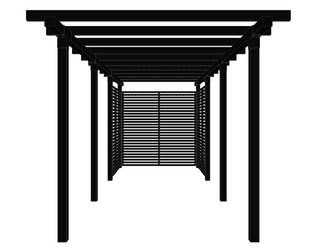 PLUS Pergola double avec clôture Tokyo, noir RAL 9005, modèle 3, L x P x H 6 640 x 2 380 x 2 170 mm