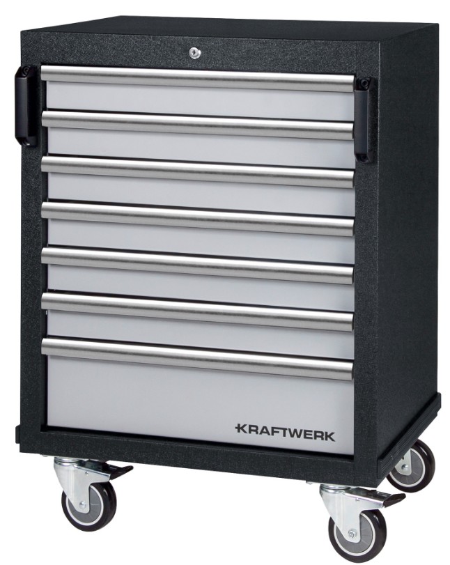 KRAFTWERK MOBILIO Chariot d'atelier avec caisson inférieur, 7 tiroirs, sans outils, disponible en 2 couleurs