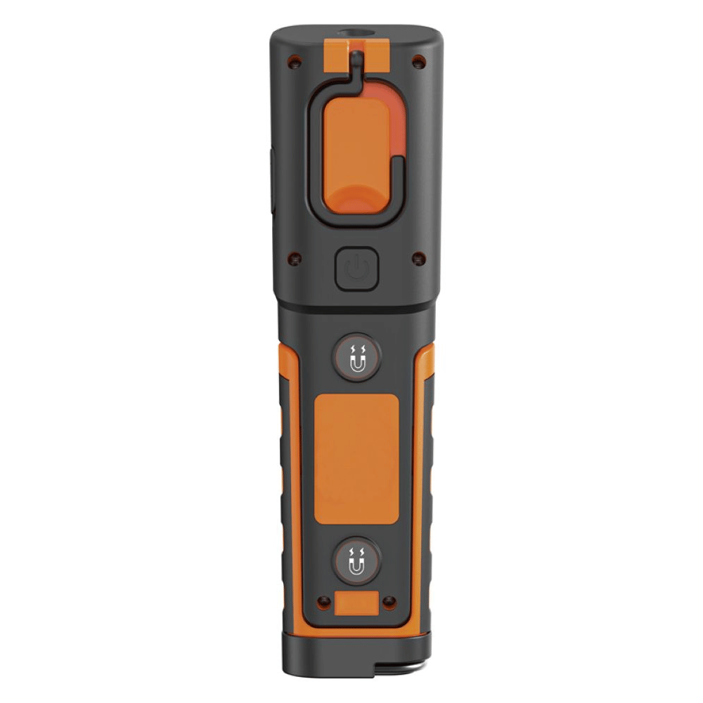 Steffen LED Akku-Arbeitsleuchte 6 W, 600 + 100 lm, 5700 K, 240° drehbar, IP65, schwarz/orange