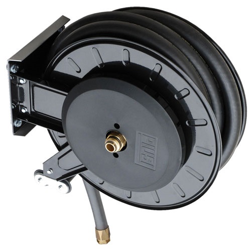 Enrouleur automatique ouvert pour diesel, 15 m de tuyau DN 25, avec rappel par ressort