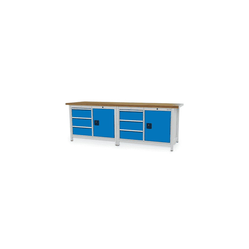 Bedrunka+Hirth Kastenwerkbank, R 18-24, 6 Schubladen und 2 Flügeltüren, BxT 2500 x 750 mm