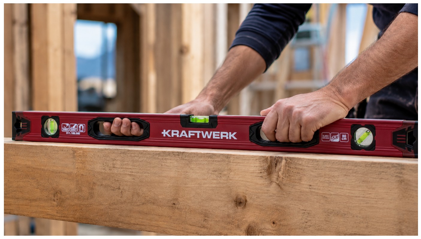 KRAFTWERK PRO LINE Magnetische Wasserwaage, 0.5 mm/m Toleranz, in 4 Grössen