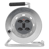 Steffen Metall-Kabelrolle LOOP, 4 x T13, Td 3×1.5 mm², Thermoschutz, IP20, silber/grau, Kabellänge 25 m