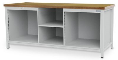 Bedrunka+Hirth Kastenwerkbank, R 24-24, 2 Leergehäusen und Fachböden, BxT 2000 x 750 mm