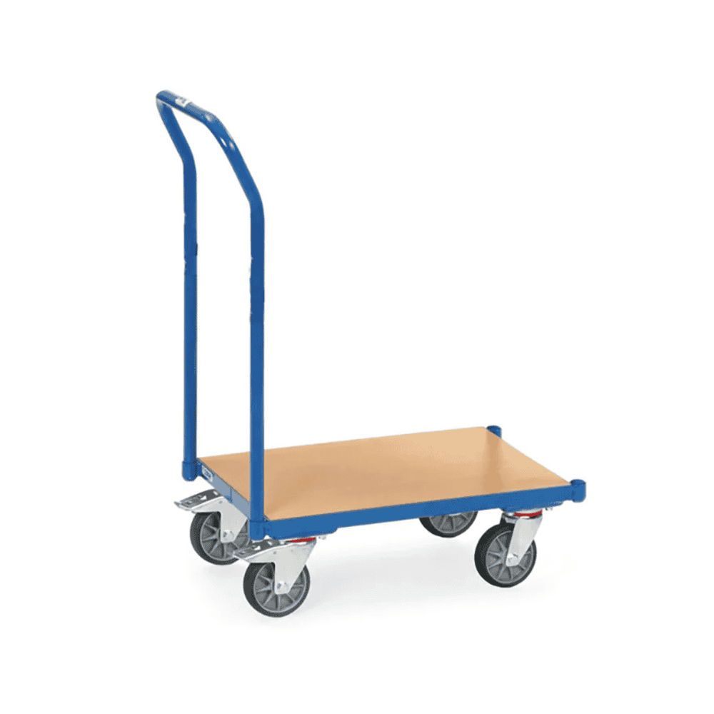 Eurokasten-Roller 250 kg, mit Bodenplatte bündig, mit Rohrschiebebügel