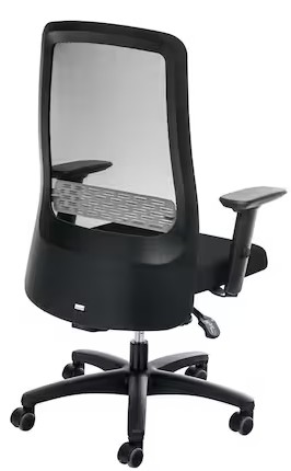 Chaise de bureau ECCON 7172, dossier haut en maille, mécanisme synchrone, noir
