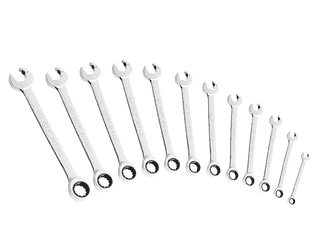 KRAFTWERK D-CLICKRAFT Doppelring-Ratschen-Maulschlüsselsatz 12-teilig, hochglanzverchromt