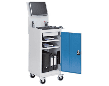 Bedrunka+Hirth Mobiler Computerschrank mit Monitorhalterung, 500 x 500 x 1725 mm