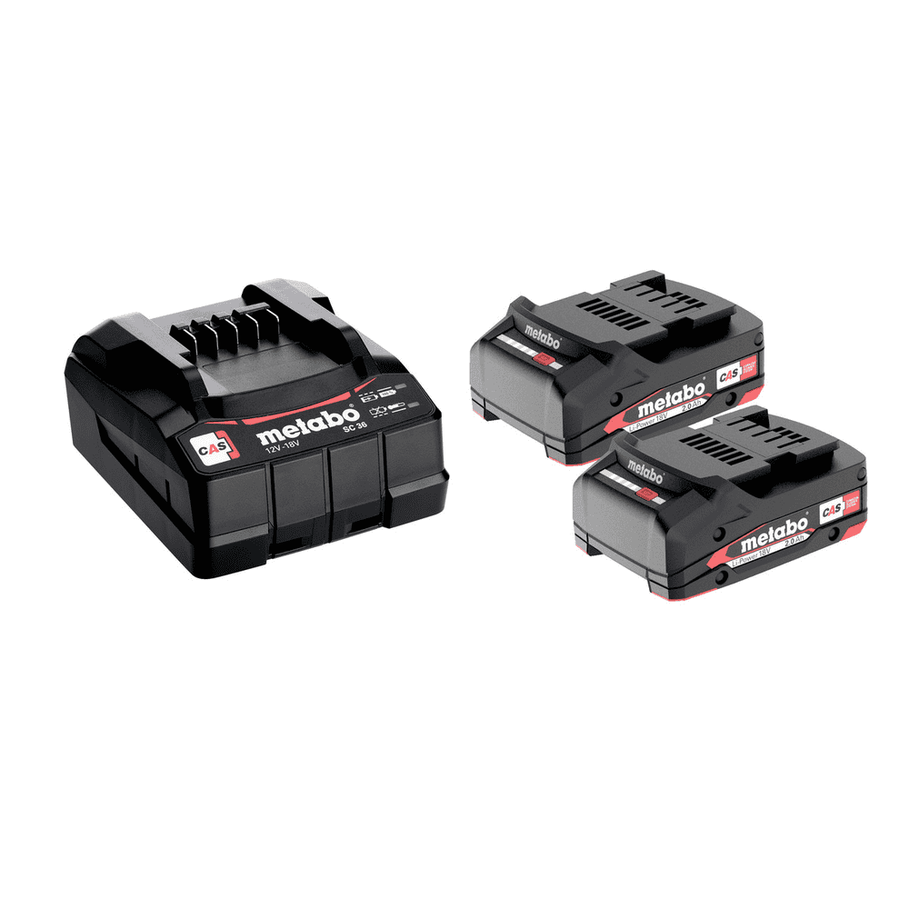Metabo Set de base 18 V Li-Ion 2.0 Ah, 2 x batteries et chargeur SC 36