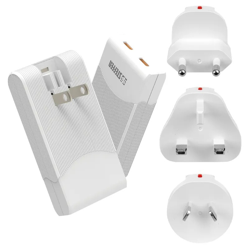 Steffen Adaptateur de voyage World avec 2 ports USB-C, PD 65 W, max. 5 A, blanc