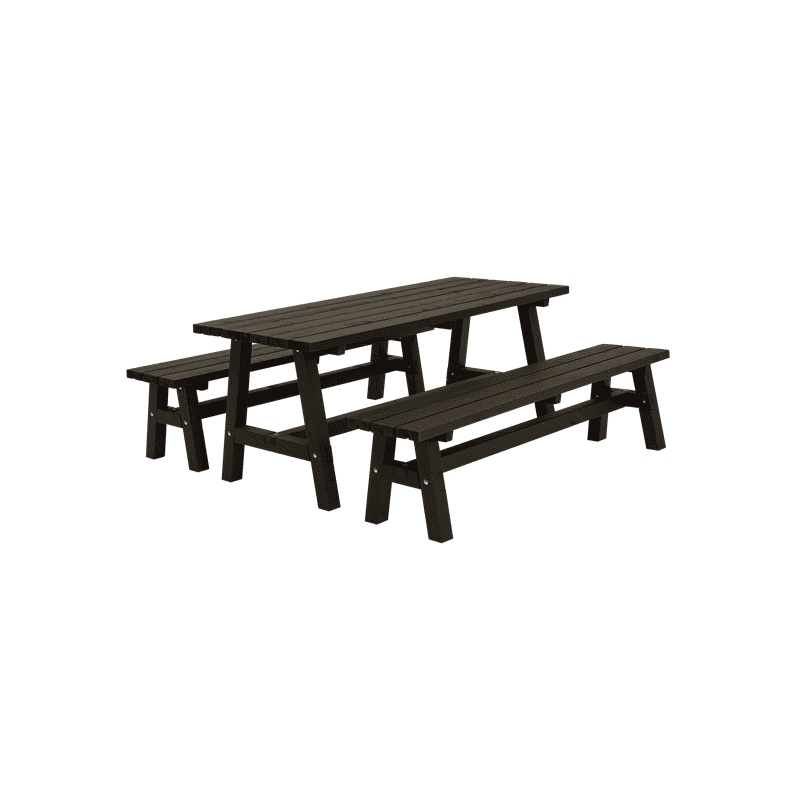 Country table et banc de jardin, trois coleurs, 1770 x 1810 x 760 / 450 mm