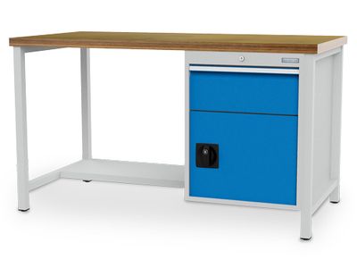 Bedrunka+Hirth Kastenwerkbank, R 18-24, 1 Schublade und Flügeltüre, BxT 1500 x 750 mm