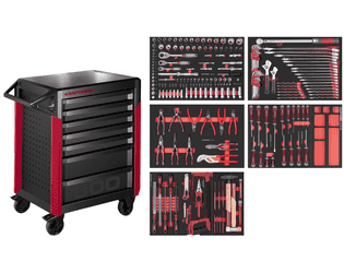 KRAFTWERK PRO LINE Werkstattwagen PT800 7 Schubladen, inkl. Werkzeug 242-teilig, BxTxH 800 x 479 x 1000 mm