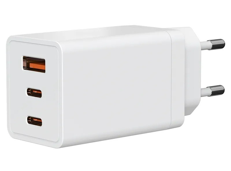 Steffen GaN Ladeadapter 67 W PD, 1 × USB-A + 2 × USB-C, weiss