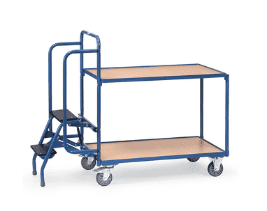 Fetra Chariot de préparation de commandes petit format avec 2 ou 3 plateaux, capacité de charge 250 kg, 1322 x 611 x 1155 mm