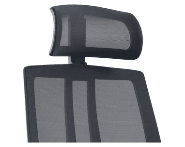 Appuie-tête pour chaise de bureau Pegasus avec dossier et accoudoirs en maille, noir